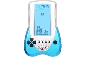 HLF New Brick Game Console Large Screen Blue Backlight Brightness Can Be Adjusted in 23 Games with Lithium Battery Compatible and AAA Batteries Can Connect Headphones (Blue)