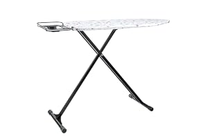 Amazon Basics Ironing Board with H-Shaped Iron Rest, Medium, 122 x 38 cm - Black, Floral