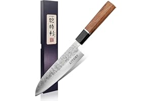 Kitory Couteau de Japonais 17 cm, Couteaux de Santoku Forgés à la Main, Couteau de Cuisine en Acier à Haute Carbone - Pro Série