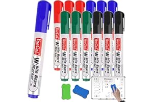 Deepton Whiteboard Marker, 12 Stück 4 Farben Whiteboard Stifte Abwischbar, Non Permanent Dry Erase Marker, White Board Marker Pens für Schule, Büro, Zuhause - Rundspitze 3mm