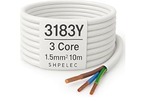 SHPELEC® Flexible White Cable 3183Y | BASEC Approved PVC | 0.75mm, 1.0mm, 1.5mm, 2.5mm | LED Lighting Cable | Multiple Lengths (1.5mm 3 Core - 10m)