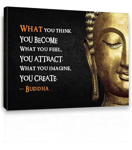 "What We Think, We Become" Buddha Quote Decal With Lotus Flower - 3.5x4 Inch Vinyl Sticker