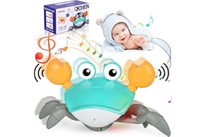 Anveltech Granchio che Cammina Neonato,Giochi Bambini 1 Anno,Con Interruttore di Regolazione del Suono e Della Velocità,Ricaricabile Tramite USB, Regali Per Bambini Dai 6 Mesi ai 5 Anni (Verde)
