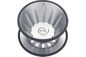 Normcore Gotero de café 2 en 1, gotero de café de viaje de una sola taza, uso V60 y cafetera de papel de filtro ondulado, acero inoxidable 304, plateado