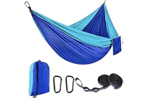 EDWINENE Outdoor Hammock Camping Hammocks Travel hammock270x 140 cm,Ultralight Portable Hammock up to 300 kg Capacity Parachute Nylon Breathable Hammock for Garden Beach (SLLV2.7M)