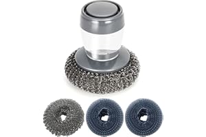 ANCUIOYZ Brosse à Vaisselle, Brosse de Nettoyage pour Vaisselle avec Tête de Brosse de Rechange, Réutilisable et Durable pour Nettoyer Les Casseroles, Les Tasses et Les Eviers (4 Pièces)