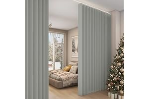 ‎PLODAXE Raumteiler Vorhang Extra Breit H213xB254CM Wasserdicht, Raumtrenner Vorhänge mit Haken, Schrankvorhang Faltbarer Raumteiler für Bad/Schlafzimmer/Wohnzimmer/Büro/Sichtschutz(Hellgrau)