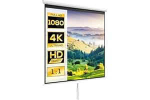 HOMCOM Écran de Projection de 99 Pouces, écran vidéoprojecteur, pour Home cinéma, 1:1 4K HD, Fixation Mur ou Plafond, 189 x 7 x 182 cm, Blanc