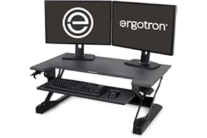 Ergotron – WorkFit-TL Standing Desk Converter, Dual Monitor Sit Stand Desk Riser for Tabletops – 95 cm Width, Black (33-406-085)