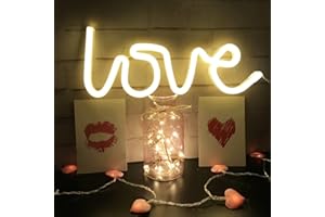 QIAOFEI Néon Love Signs Light LED Amour Art Décoratif Signe de Chapiteau - Décoration Murale pour Fête de Mariage Salle Enfants Salon Maison Bar Pub Hôtel Plage Récréatif (blanc chaud)