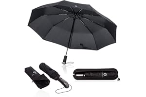 VON HEESEN Regenschirm sturmfest bis 140 km/h - inkl. Schirm-Tasche & Reise-Etui - Taschenschirm mit Auf-Zu-Automatik, klein, leicht & kompakt, Teflon-Beschichtung, windsicher, stabil