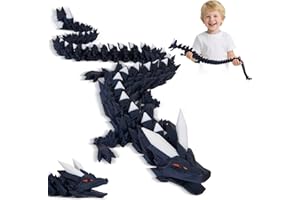 MERRWON 3D Printed Dragon Toys with Eyes, Bendable and Flexible Big Fidget, 24 inches Dazzling Gradient Crystal Wyrm, Articulated Gem Serpent Figure for Home Office Decor (Backstab Luminous Dragon)