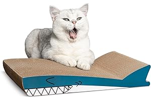 Conlun Drapak dla kota, kartonowe drapaki dla kotów z wysokiej jakości teksturami, zakrzywiony kształt, dwustronny, trwała podkładka do drapania (duży - rekin)