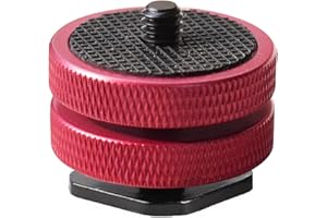 OXTXO Blitzschuhadapter 1/4,Kamera Hot Shoe Adapter, Blitzschuh-Adapter mit Gummimatte,1/4" Schraube Adapter für Stativgewinde auf Blitzschuh,Rot (0.7cmx3.3cm)