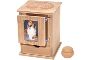 Umberdom Pet Ashes Box with Movable Picture Frame, Wooden Urn Dog Ashes Box Pet Loss Gifts Ashes Casket for Dogs Cats Rabbit Small Pet (Walnut Brown Tree of Life)