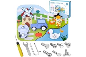 LIANGDING Gioco Montessori a Tema Fattoria – Tavola a Vite in Legno per Bambini, Giocattolo Educativo per Avvitare, Imparare e Scoprire, Tavola da Cacciavite Regalo Intelligente per Bambini 3 4 5 6 Anni