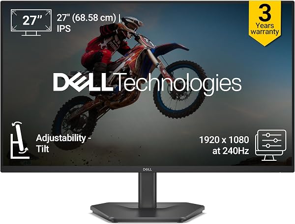 Dell SE2726HG 27" (Smartchoice) FHD Gaming Monitor | 240Hz Fast IPS | 0.5ms Response | AMD FreeSync Premium | HDR10 | 99% sRGB | Eye Comfort Certified | HDMI 2.