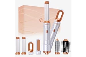 UKLISS 2023 Nuovo Hair Styler 6 in 1, Asciugacapelli Aria con Asciugacapelli, Sinistra Destra Ferro arricciacapelli, Spazzola Soffiante, Spazzola Riscaldante Massaggio, Spazzola Lisciante per Capelli
