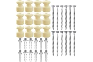 OASHISU Aisladores de porcelana para instalación con cable trenzado textil, aisladores para cables trenzados, aislante de porcelana, beige brillante, diámetro 18 mm, paquete de 12 unidades