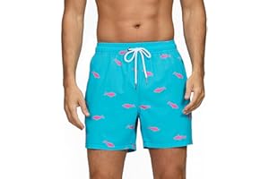 Vorvowry Maillot de Bain Homme Séchage Rapide Short Imprimé D'été Short de Bain Plage avec Poche Zippée et Respirant Doublure en Maille