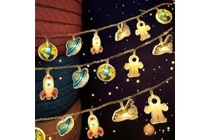 GUOCHENG Children's String Lights, Rocket Airplane UFO Spaceman Cartoon Light Strings, Planet Rocket Decoration, Bedroom Background Small Night Lights (Space)