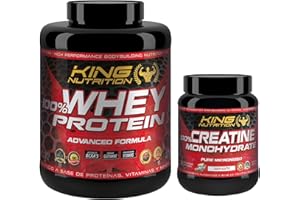 KINGNUTRITION 100% Whey Protein King Nutrition Proteina Concetrada (Chocolate, 2000gr + Creatina 500gr)
