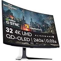 Alienware AW3225QF 32 Inch 4K UHD (3840x2160) 1700R Curved Gaming Monitor, 240Hz, QD OLED, 0.03ms, NVIDIA G-SYNC Compatible, 