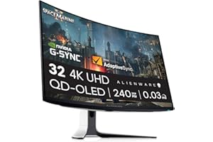 Alienware AW3225QF 32" 4K UHD (3840x2160) 1700R Écran PC Gaming Incurvé, 240Hz, QD OLED, 0.03ms, Compatible NVIDIA G-Sync, HDR, Dolby Vision, USB-C, DisplayPort, 2X HDMI, 4X USB, Garantie 3 Ans