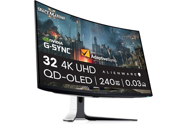 Alienware AW3225QF 32" 4K UHD (3840x2160) 1700R Écran PC Gaming Incurvé, 240Hz, QD OLED, 0.03ms, Compatible NVIDIA G-Sync, HDR, Dolby Vision, USB-C, DisplayPort, 2X HDMI, 4X USB, Garantie 3 Ans