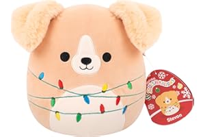 Squishmallows Original 7.5-Inch Stevon the Golden Retriever with String Lights Holiday Plush | Collectable Cute Plush Toy, Cuddly Toys for Children, Soft Toys
