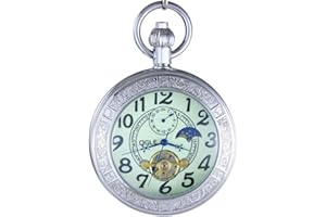 OGLE Wasserdichte leuchtende Lupe Tourbillon Mond Sonne Kette Fob Selbstaufzug Automatische Mechanische Taschenuhr