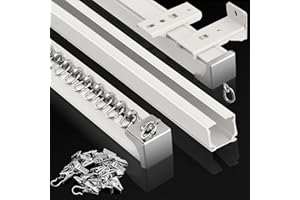 KOLAKO Ceiling Curtain Track, (3Ft-9Ft) Aluminum Curtain Track Wall Mounted Heavy Duty Ceiling Track for Curtains, Room Divider, Sliding Drop Curtain Rail System for Rv, Hospital