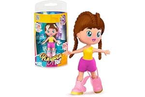 Pinypon TOP Girls Brunette Fille Top Brunette avec Outfit Street Style Figurine articulée de Bras et de Jambes, Double Face, vêtements et Chaussures interchangeables, +4 Ans, célèbre (PNN00200)