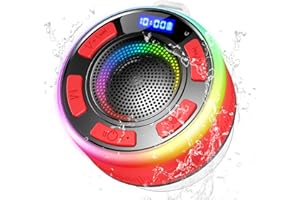PRSCFUM Bluetooth Lautsprecher, Bluetooth Duschlautsprecher mit Saugnapf, Upgraded LED Tragbarer Bluetooth Musikbox Shower IP7 Wasserdichter, Type-C, Freisprechfunktion, Mikrofon, für Badezimmer, Outdoor
