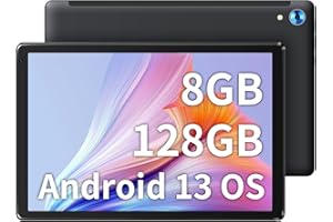 Fullant Tablet 10 Zoll, Android 13 Tablet, HD 1280 * 800 IPS, Octa-Core-Prozessor, 8GB RAM 128GB ROM, WiFi, Bluetooth (schwarz)