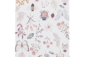 FENTIS Papel Tapiz de Vinilo Autoadhesivo Vintage con Diseño Floral Rosa para Cocina Dormitorio Pared Armario de Baño 44,5x500cm