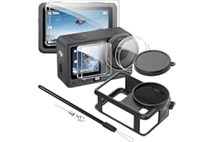 Lemxiee Case für DJI Osmo Action 6 hülle Zubehör + [2+2+2 Stück] Schutzfolie für DJI Osmo Action 6 Panzerglas Displayschutzfolie,Flexibles Silikon Schutzhülle