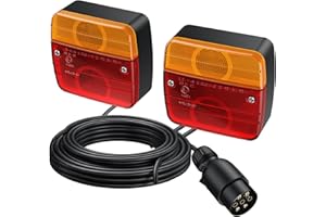 EYPINS - 2x Feux Remorque 7,5m Câble 7 Broches 12V Homologué ECE IP65 Étanche pour Voitures Camions Caravanes Bateaux Camionnettes Feux Arrière d'Éclairage