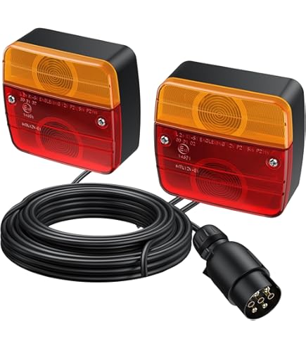AGRISHOP Magnetische led-achterlichten 10-30 V voor aanhanger, achterlicht, 7-polige stekker, 7,5 m kabel, dynamische stroom, sequentiële weergave, waterdicht, voor caravan, tractor, vrachtwagen AGRISHOP Magnetische led-achterlichten 10-30 V voor aanhanger, achterlicht, 7-polige stekker, 7,5 m kabel, dynamische stroom, sequentiële weergave, waterdicht, voor caravan, tractor, vrachtwagen