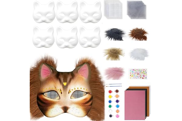 6 Pièces Masque Chat, Masques De Chat En Papier, Masque Therian, Therian Mask, Ensemble De Masque De Chat DIY, Therian Kit De Masque, Masques Thérien Chat Kit