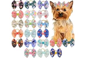 EIH1 20pcs Petits Nœuds pour Poils de Chien avec Élastiques, Élastiques Nœud pour Chien Plusieurs Styles Dog Bow Accessoires Toilettage Mignons pour Une Utilisation Quotidienne Pendant les Vacances