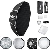 Godox Caja de luz de liberación rápida de 90 cm octagonal con conexión Bowens, caja de luz con paraguas plegable con difusore