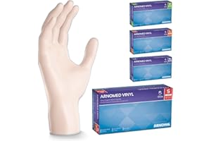 100x ARNOMED® Guanti vinile S Trasparente, Guanti monouso senza polvere, Guanti plastica usa e getta dermanyvinile, Per cucina, pulizia casa, alimenti e tattoo S, M, L, XL
