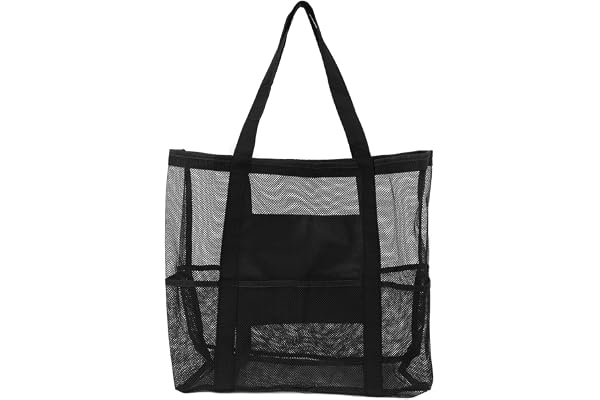 RiToEasysports Mesh Beach Bag, Stor Kapacitet Sommarresor Mesh Axelväska med Flera Fickor för Simning Av Campingpool Picknick Shopping