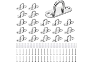 HAVACUE ㅤ HavaCue Lot de 20 Plaque à œil en Acier Inoxydable, M5 Crochet Métal Forme U avec Schraube Plaque Oeillet Plaque de Couverture Pour Objets Suspendus, Auvents, Panneaux de Couverture