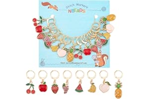 NBEADS 32pz Pennarelli Punto Frutta, Ciondoli per Segnapunti all'Uncinetto in Lega Smaltata con 304 Chiusura in Acciaio Inossidabile per Tessitura all'Uncinetto Accessori per Cucire Gioielli