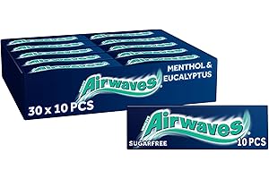 Airwaves Chewing Gum Extreme, 30 Packs of 10 Pieces, Sugar Free Chewing Gum Bulk Pack with Menthol Freshness (300 Pieces)