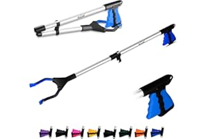 HATAF® 32inches Litter Pickers for Adults, Grabber Stick, Helping Hand Grabbers for Disabled, Foldable Litter Pickers for Children Rotating Head 360 Degree Reaching Aids (32" Blue)