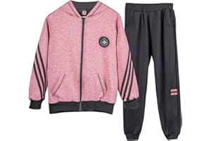 linboo Kinder Trainingsanzug Mädchen Jogginganzug 2tlg/3tlg Sportanzug Sweatjacke mit Kapuze und Sporthose Langärmshirt Freizeitanzug