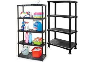 STORM TRADING GROUP 4/5 Tier Plastic Shelving Units Great For Storage Home, Garage & Pantry Racking Shelf Shelves Tools, Paint, Stationary & Parts (4 Tier)